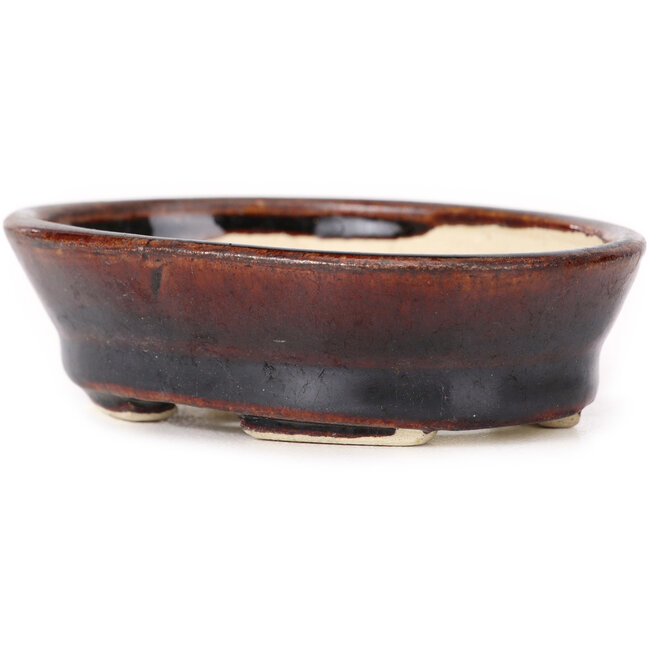 Maceta de bonsái marrón ovalada de Seto - 95 x 75 x 25 mm