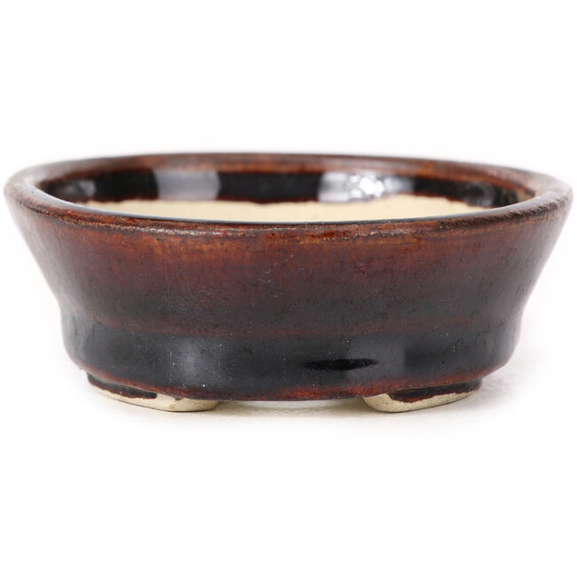 Pot à bonsaï ovale marron par Seto - 95 x 75 x 25 mm