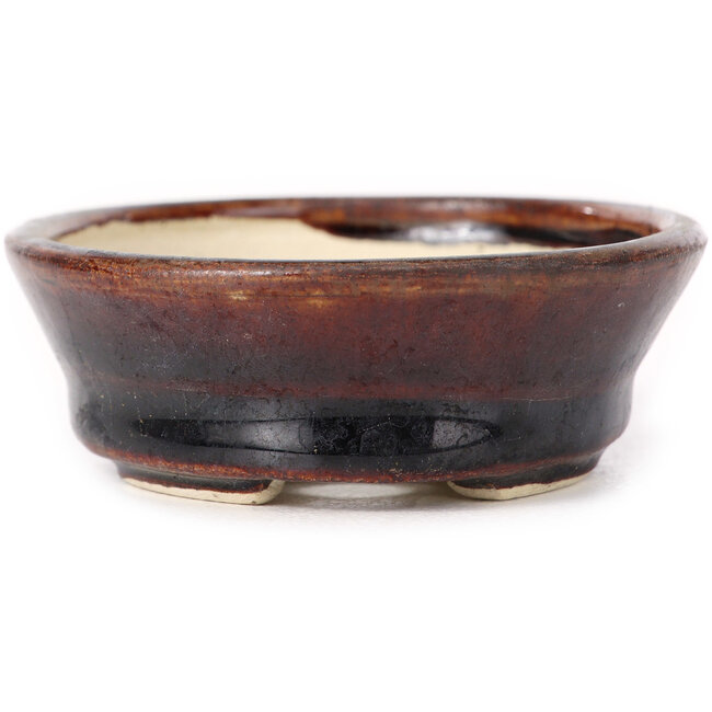 Ovale bruine bonsaipot van Seto - 95 x 75 x 25 mm