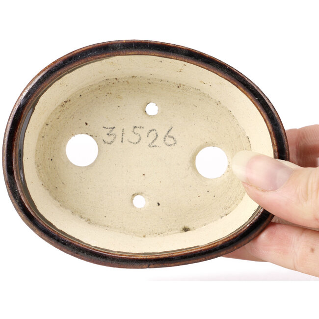 Ovale braune Bonsaischale von Seto - 95 x 75 x 25 mm