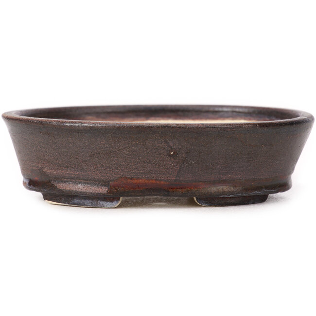 Oval brown bonsai pot by Seto - 100 x 85 x 30 mm