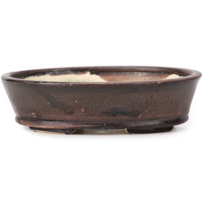Ovale bruine bonsaipot van Seto - 100 x 85 x 30 mm