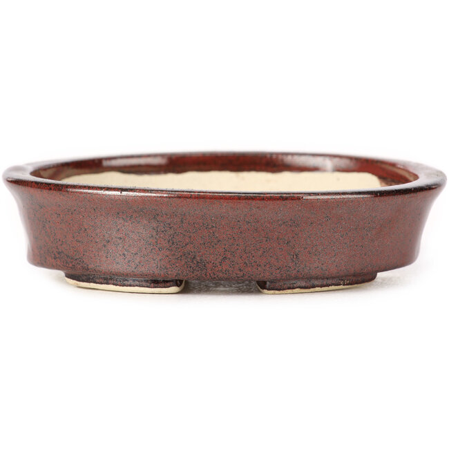 Oval brown bonsai pot by Seto - 105 x 85 x 25 mm