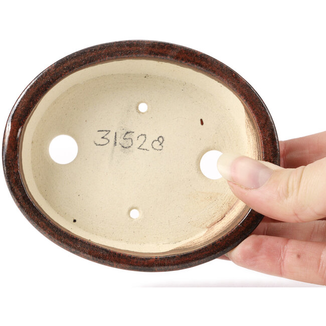 Oval brown bonsai pot by Seto - 105 x 85 x 25 mm