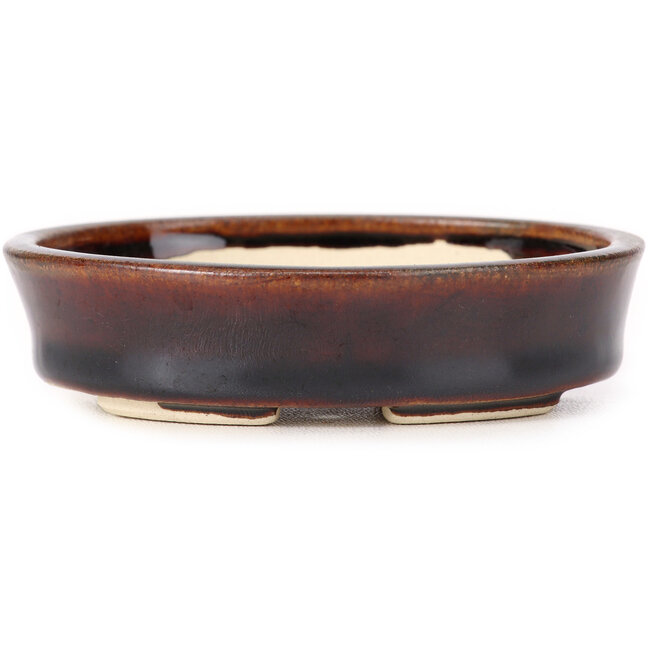 Vaso bonsai ovale marrone di Seto - 100 x 90 x 25 mm