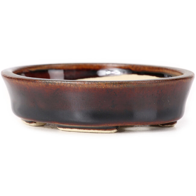 Ovale bruine bonsaipot van Seto - 100 x 90 x 25 mm