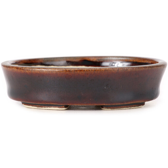 Vaso bonsai ovale marrone di Seto - 100 x 90 x 25 mm