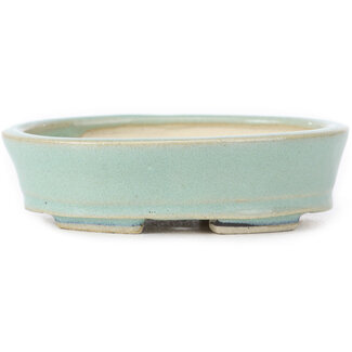 Seto 105 mm oval blue bonsai pot by Seto, Japan