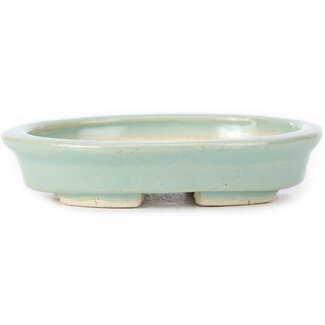 Seto 105 mm oval blue bonsai pot by Seto, Japan