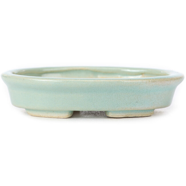 Oval blue bonsai pot by Seto - 105 x 90 x 20 mm