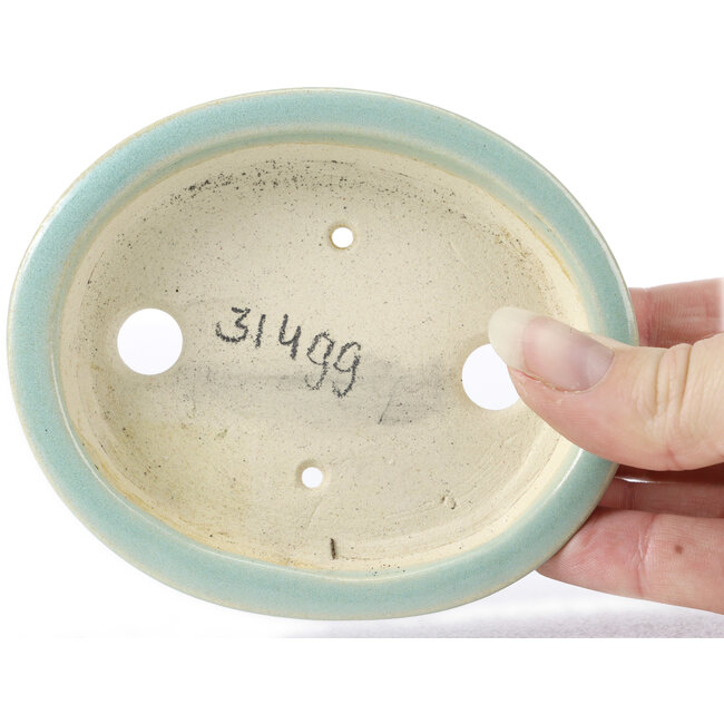 Oval blue bonsai pot by Seto - 105 x 90 x 20 mm