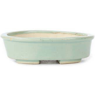 Seto 110 mm oval blue bonsai pot by Seto, Japan