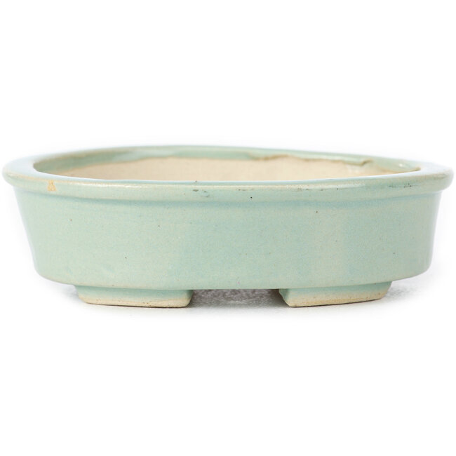 Pot à bonsaï ovale bleu par Seto - 110 x 90 x 30 mm