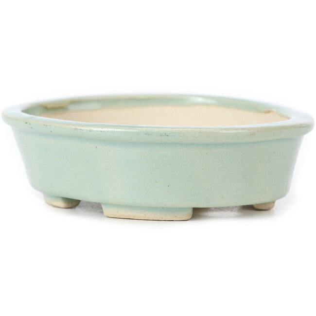Oval blue bonsai pot by Seto - 110 x 90 x 30 mm