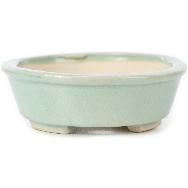 Oval blue bonsai pot by Seto - 110 x 90 x 30 mm