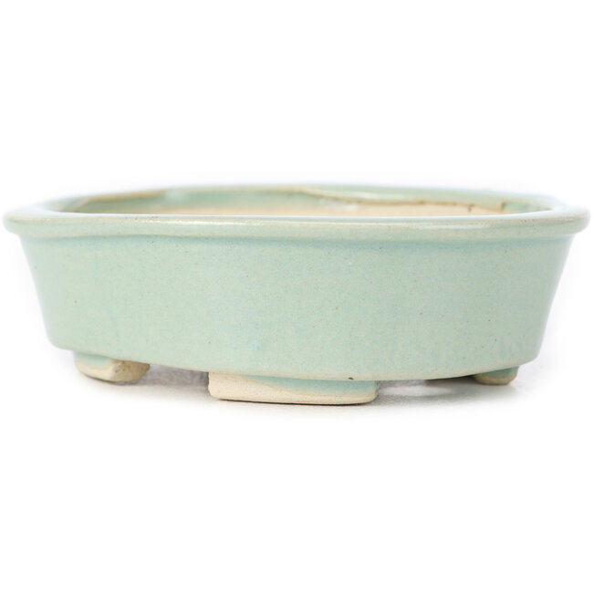 Oval blue bonsai pot by Seto - 110 x 90 x 30 mm