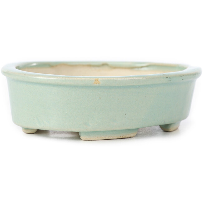 Pot à bonsaï ovale bleu par Seto - 110 x 90 x 30 mm