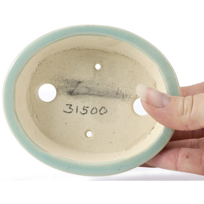 Pot à bonsaï ovale bleu par Seto - 110 x 90 x 30 mm