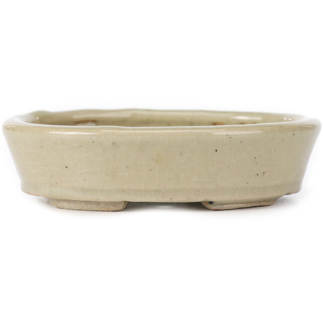 Oval beige bonsai pot by Seto - 105 x 85 x 25 mm