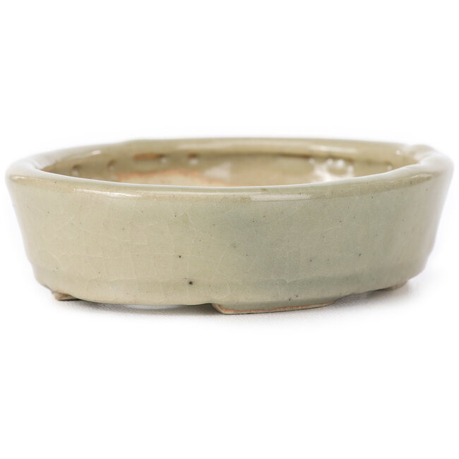 Vaso bonsai ovale beige di Seto - 105 x 85 x 25 mm