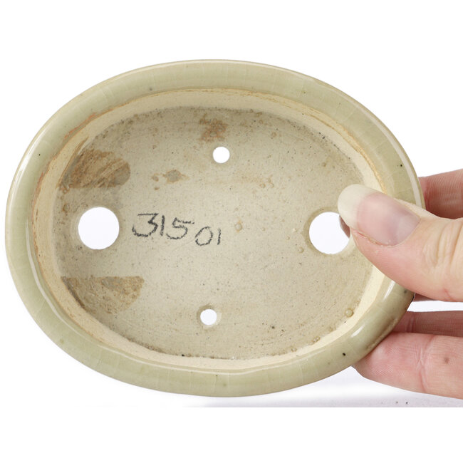 Vaso bonsai ovale beige di Seto - 105 x 85 x 25 mm