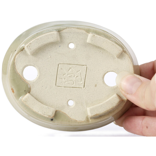 Vaso bonsai ovale beige di Seto - 105 x 85 x 25 mm