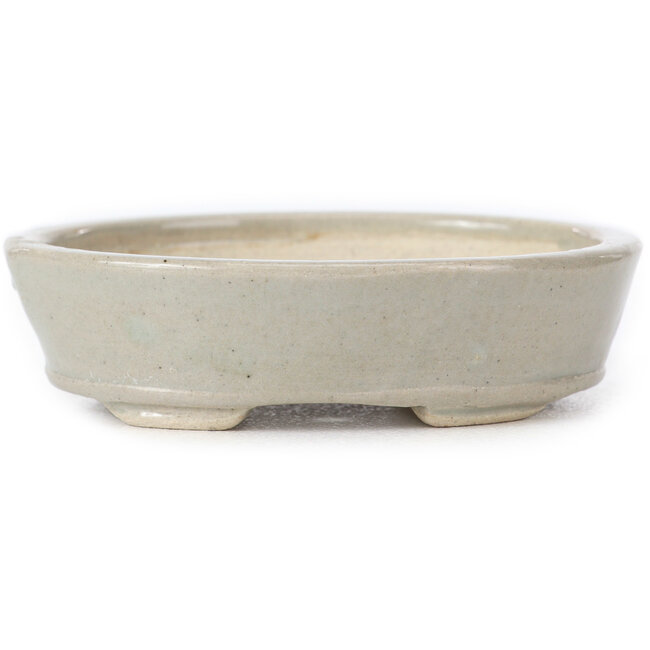 Pot à bonsaï ovale beige par Seto - 85 x 75 x 20 mm