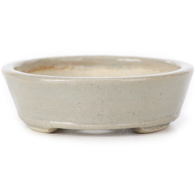 Pot à bonsaï ovale beige par Seto - 85 x 75 x 20 mm
