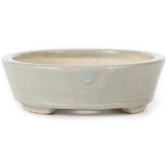 Pot à bonsaï ovale beige par Seto - 85 x 75 x 20 mm