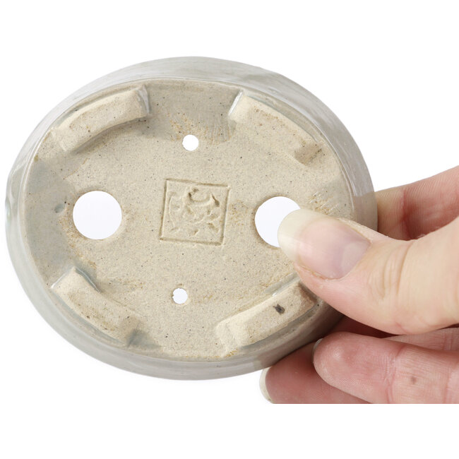 Pot à bonsaï ovale beige par Seto - 85 x 75 x 20 mm