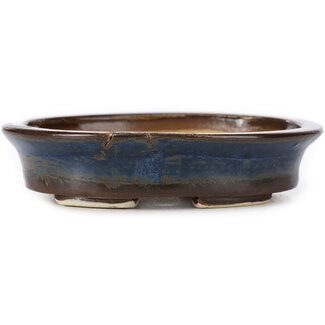 Seto 105 mm oval blue bonsai pot by Seto, Japan