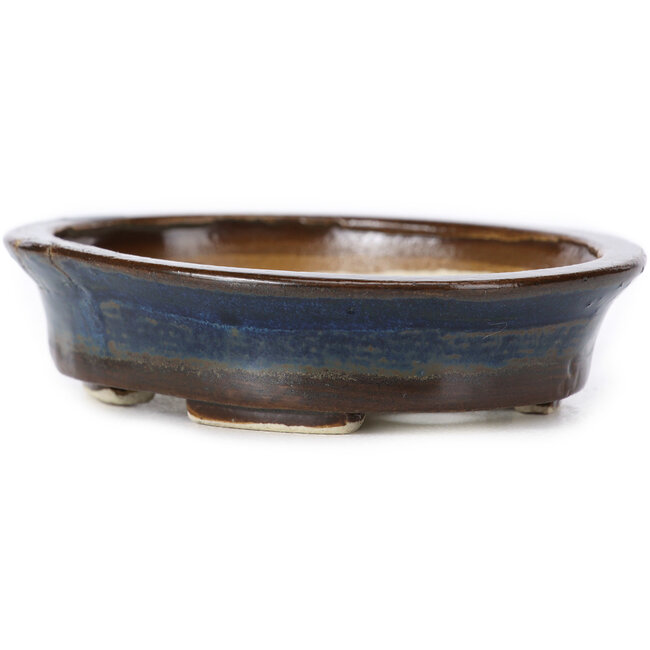 Pot à bonsaï ovale bleu par Seto - 105 x 85 x 25 mm