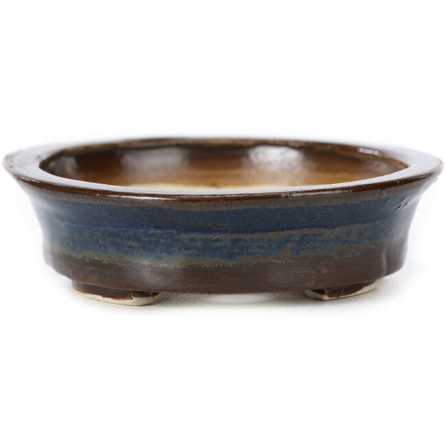 Vaso bonsai ovale blu di Seto - 105 x 85 x 25 mm