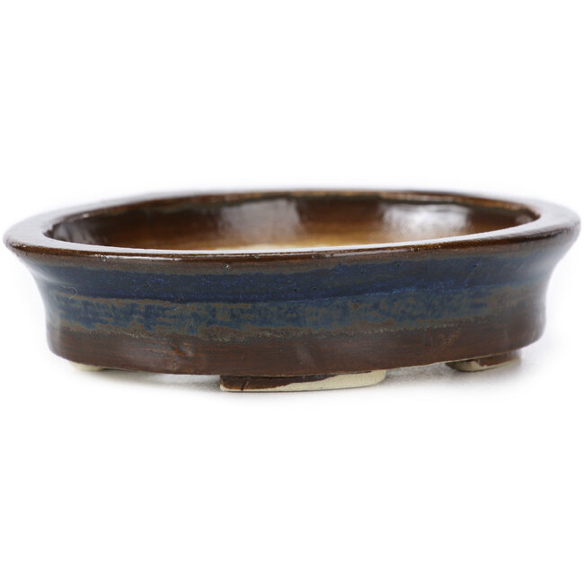 Vaso bonsai ovale blu di Seto - 105 x 85 x 25 mm