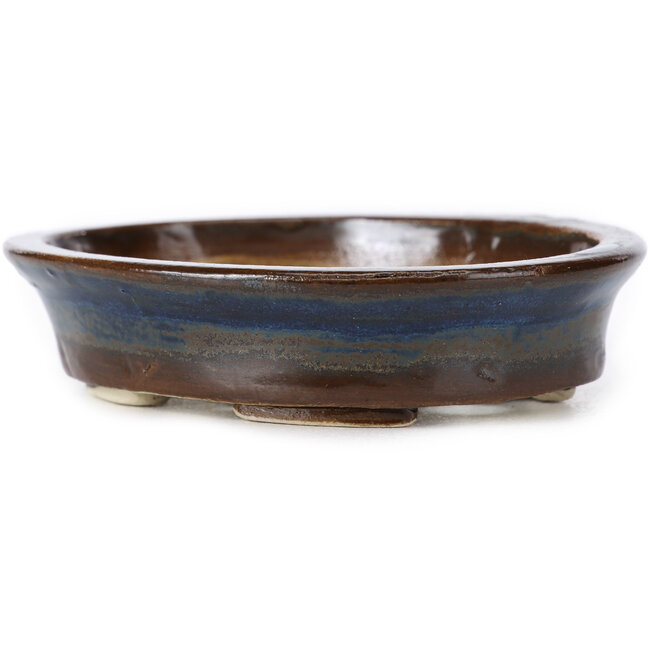 Ovale blauwe bonsaipot van Seto - 105 x 85 x 25 mm