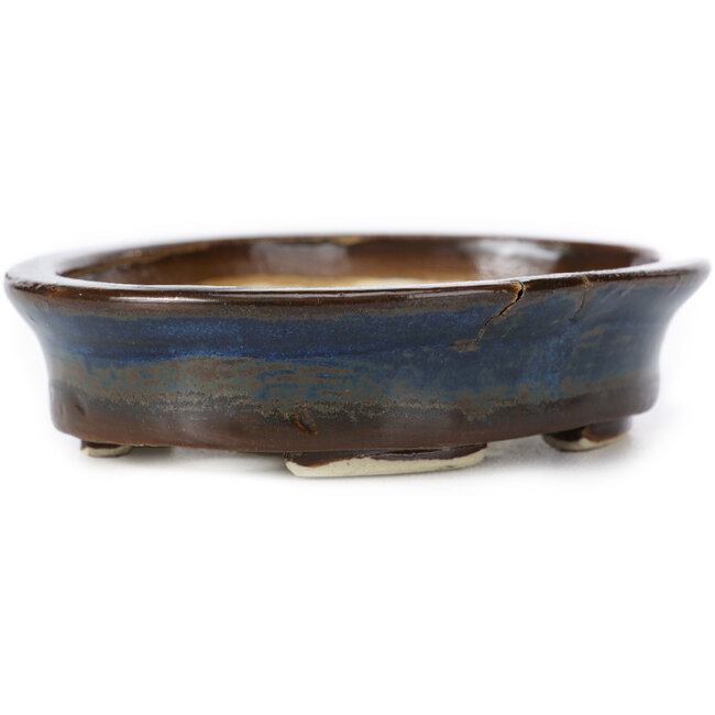 Vaso bonsai ovale blu di Seto - 105 x 85 x 25 mm