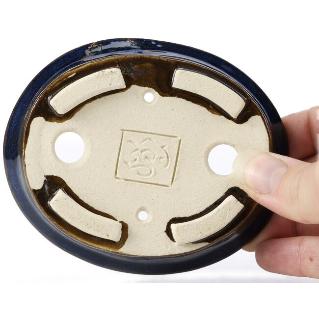 Maceta de bonsái azul ovalada de Seto - 105 x 85 x 25 mm