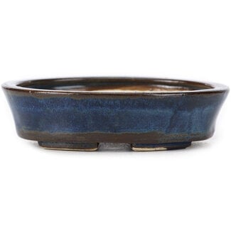 Seto 105 mm oval blue bonsai pot by Seto, Japan