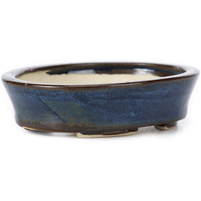 Vaso bonsai ovale blu di Seto - 105 x 85 x 25 mm