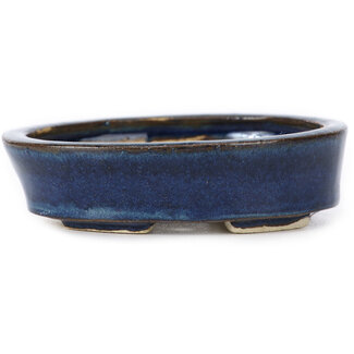 Seto 105 mm oval blue bonsai pot by Seto, Japan