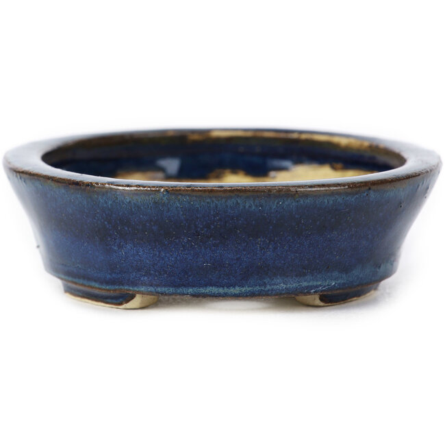 Maceta de bonsái azul ovalada de Seto - 105 x 85 x 25 mm