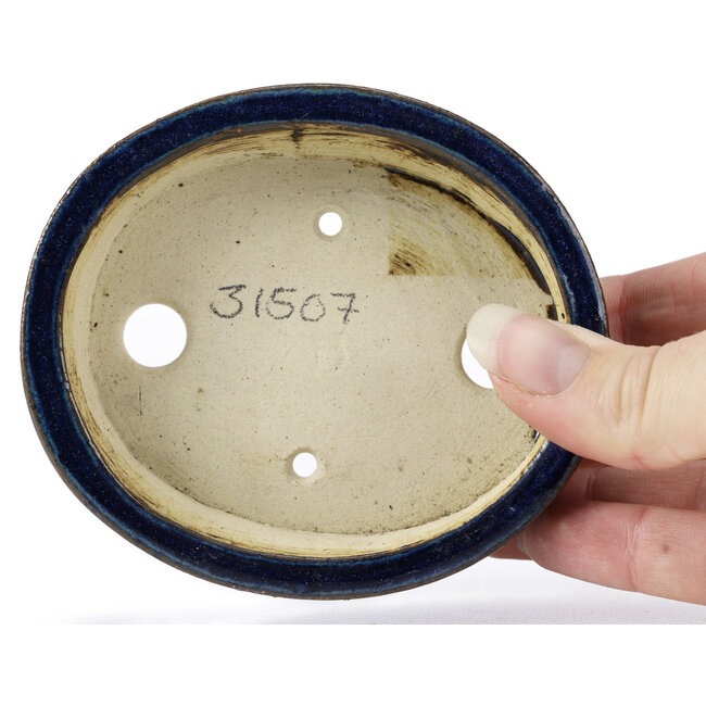 Vaso bonsai ovale blu di Seto - 105 x 85 x 25 mm