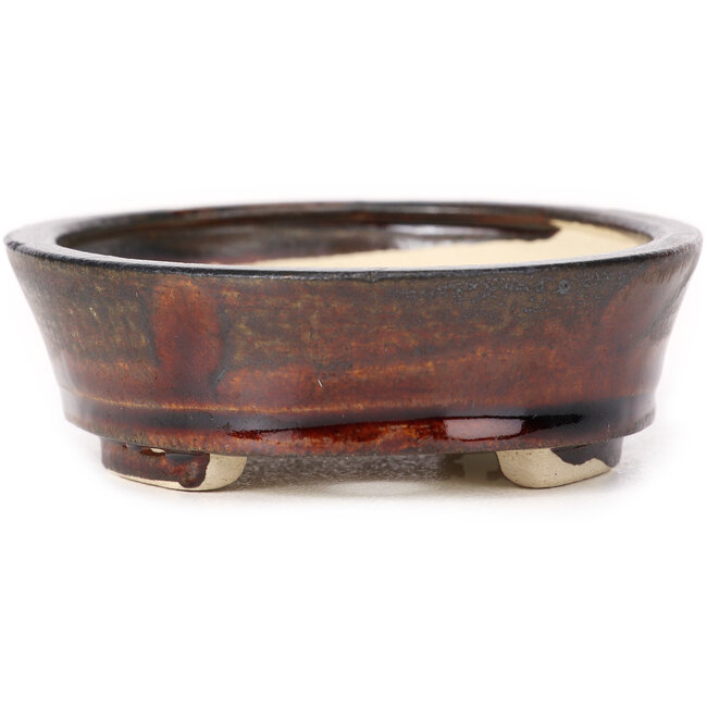 Vaso bonsai ovale marrone di Seto - 105 x 90 x 30 mm