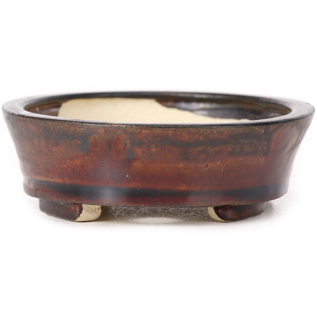 Vaso bonsai ovale marrone di Seto - 105 x 90 x 30 mm