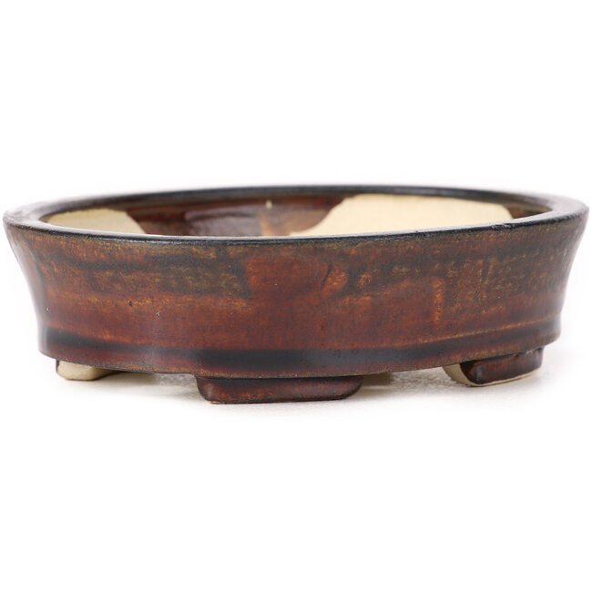Ovale bruine bonsaipot van Seto - 105 x 90 x 30 mm