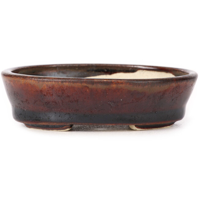 Oval brown bonsai pot by Seto - 95 x 80 x 25 mm