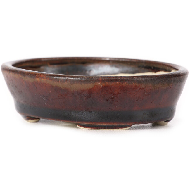 Pot à bonsaï ovale marron par Seto - 95 x 80 x 25 mm