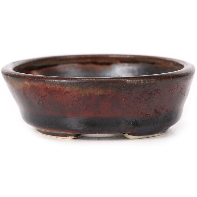 Ovale braune Bonsaischale von Seto - 95 x 80 x 25 mm