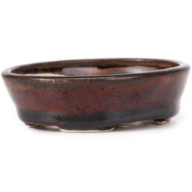 Oval brown bonsai pot by Seto - 95 x 80 x 25 mm