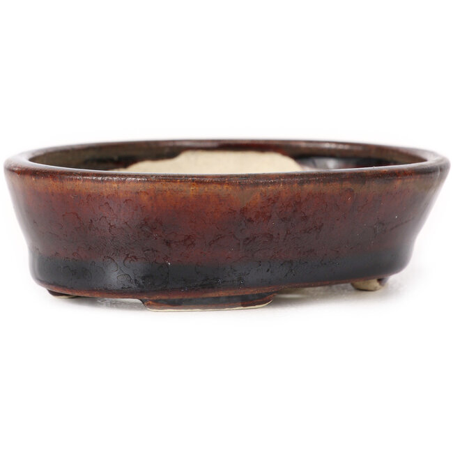 Oval brown bonsai pot by Seto - 95 x 80 x 25 mm